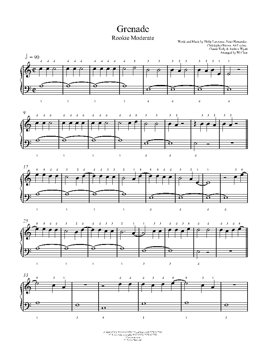 Grenade sheet music