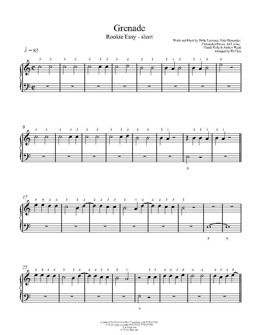 Grenade sheet music
