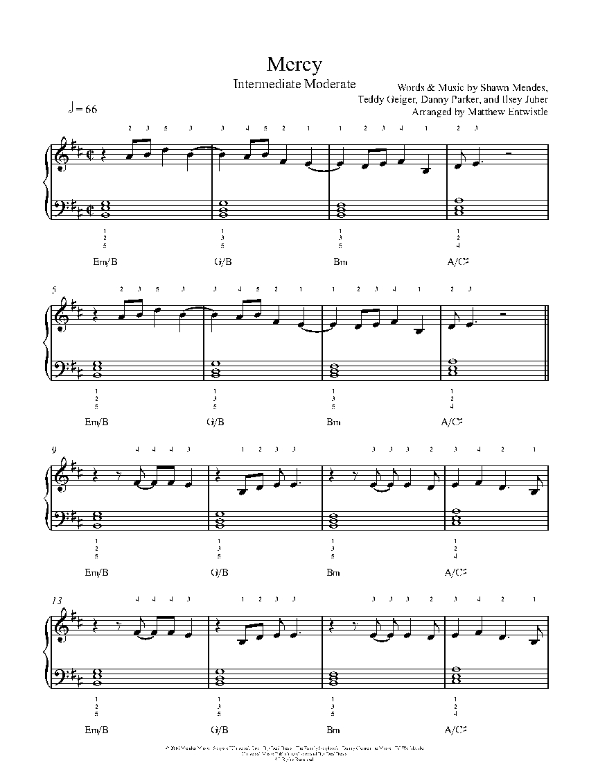 Mercy sheet music