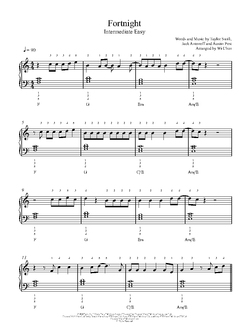Fortnight sheet music