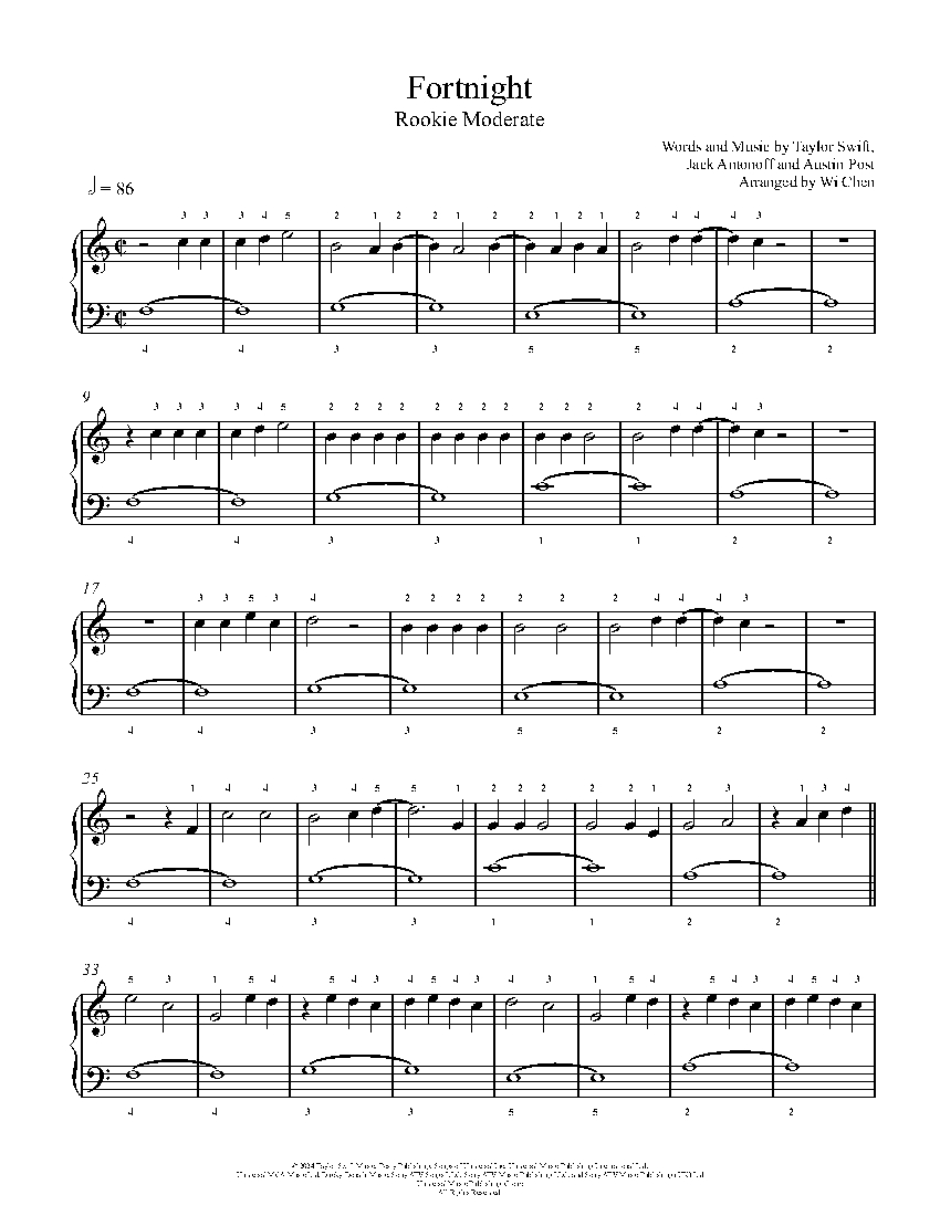 Fortnight sheet music