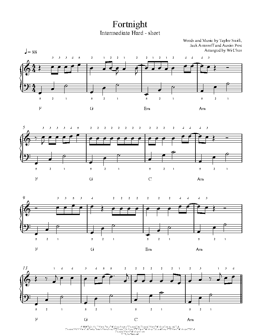 Fortnight sheet music