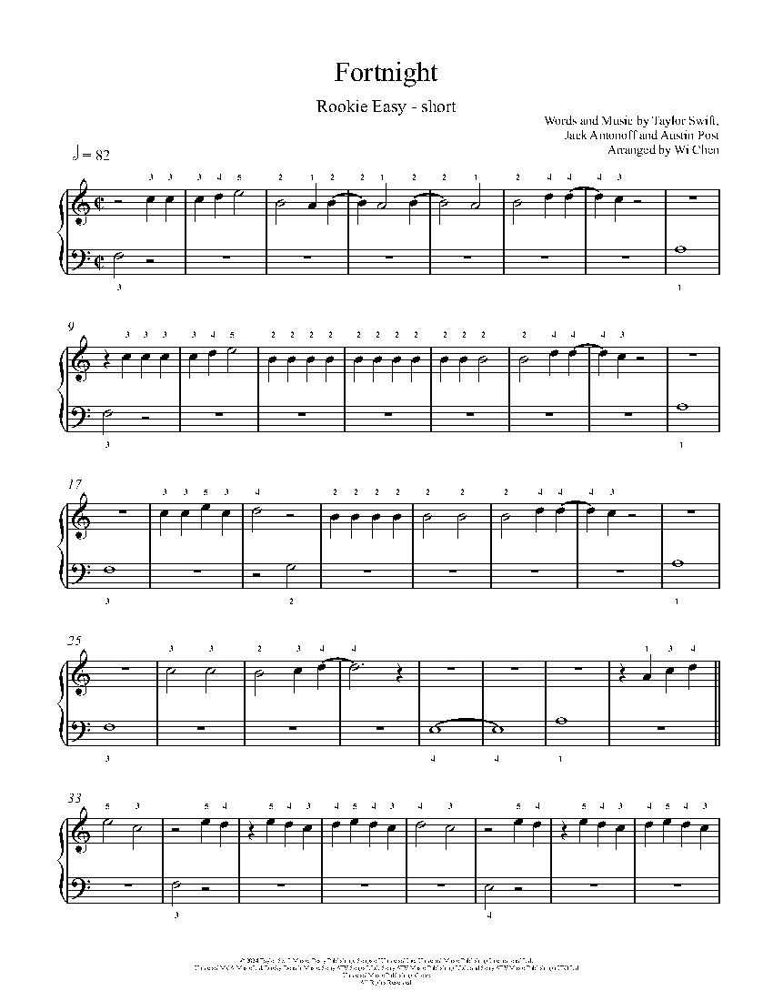 Fortnight sheet music
