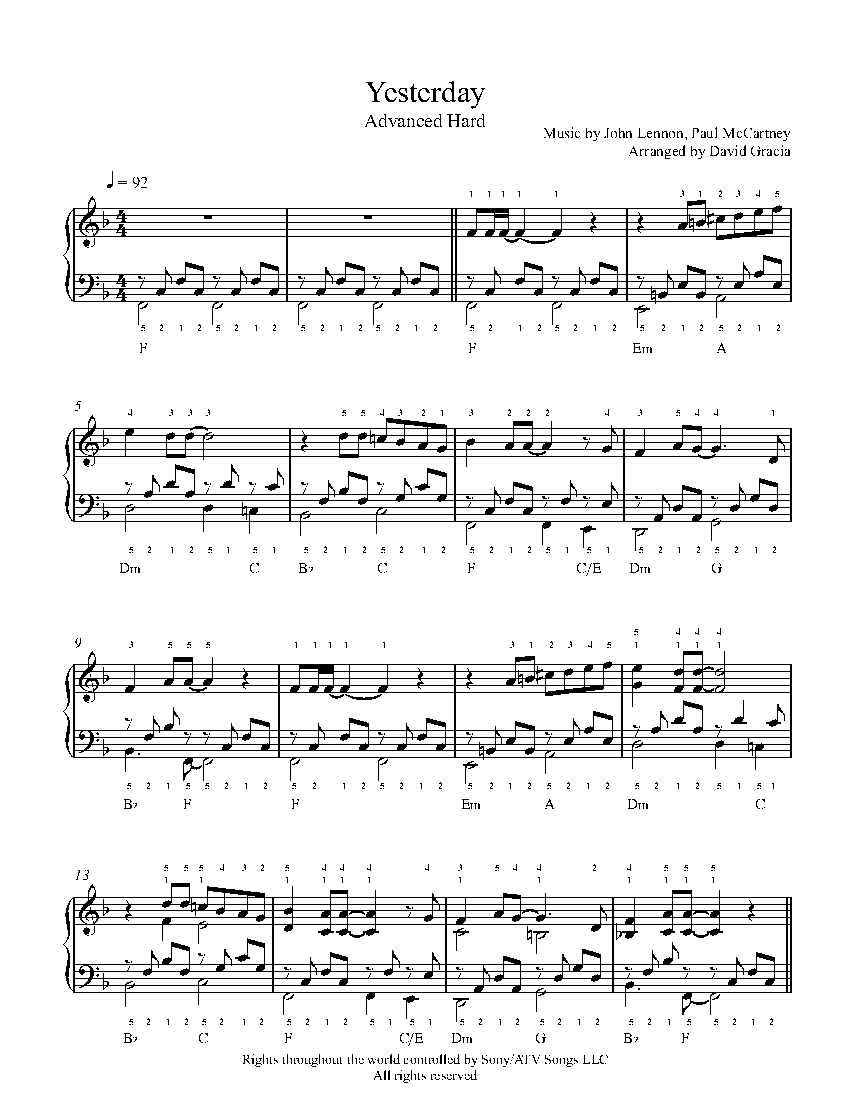 Yesterday sheet music