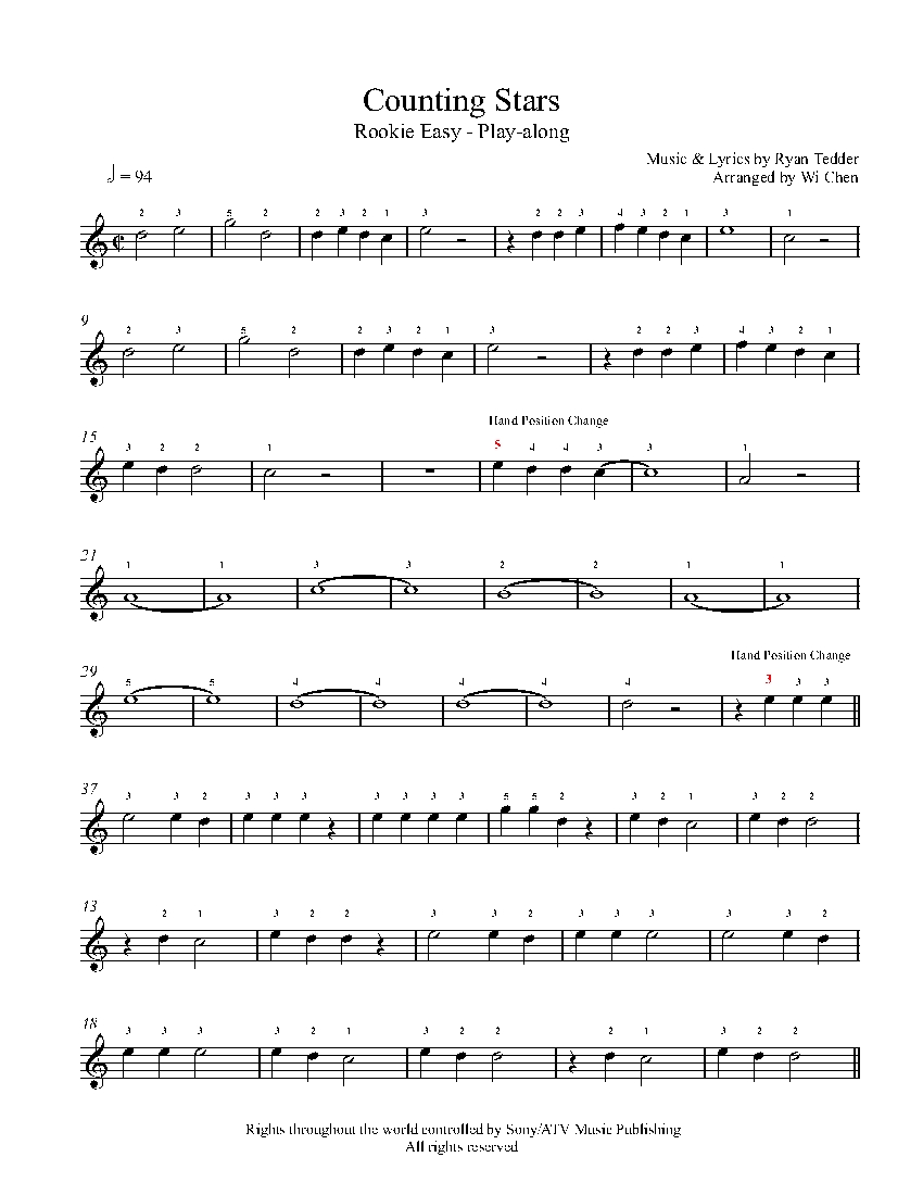 Counting Stars sheet music