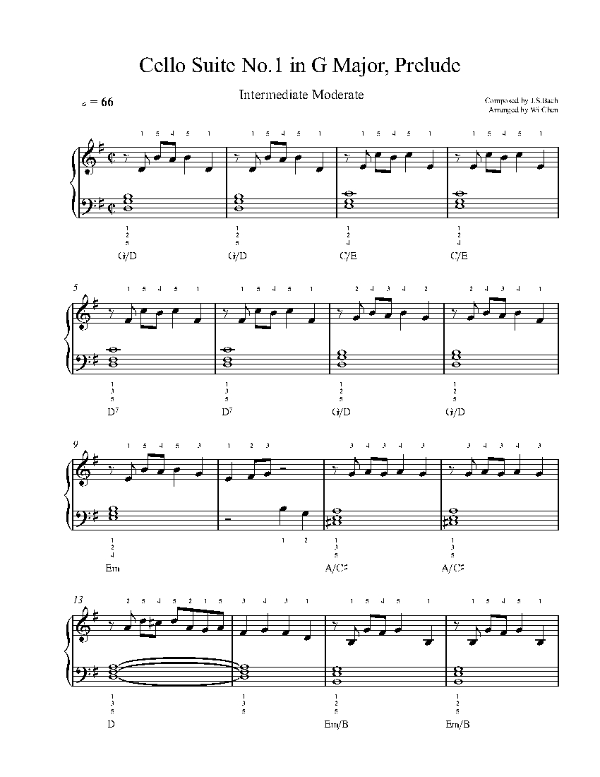 Cello Suite No.1 Prelude sheet music