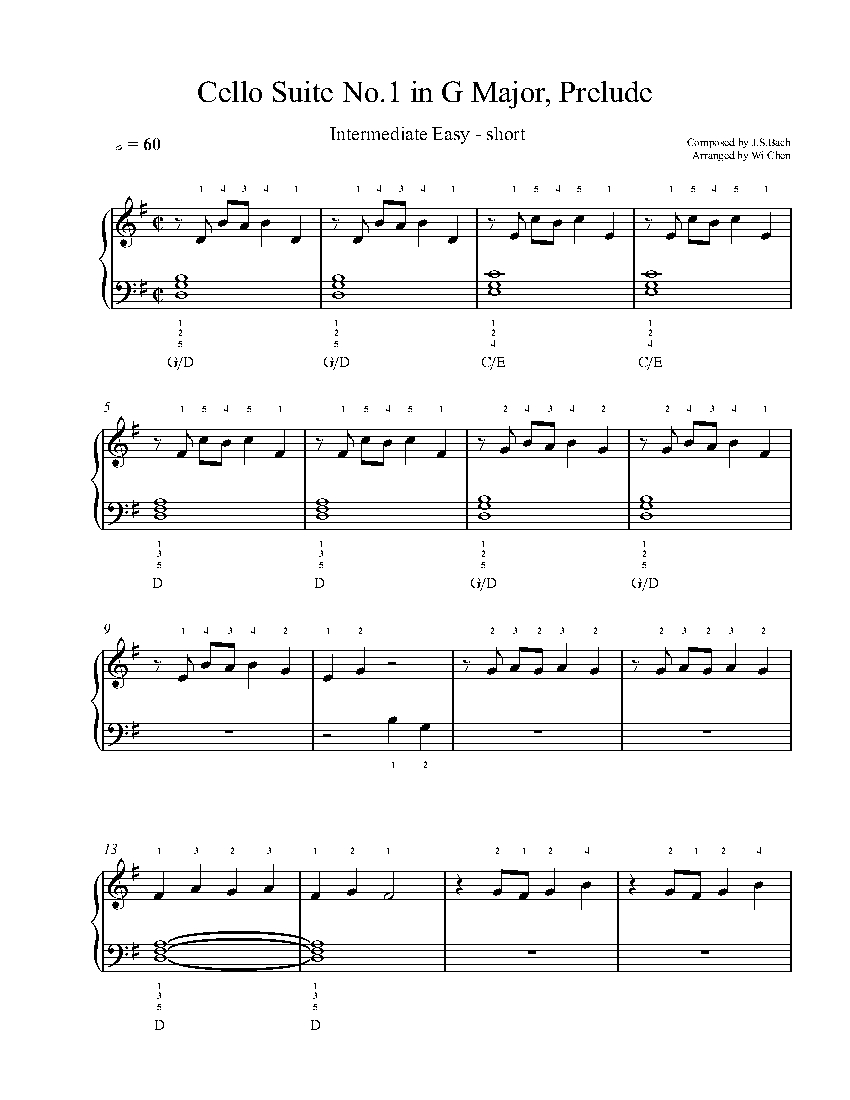 Cello Suite No.1 Prelude sheet music