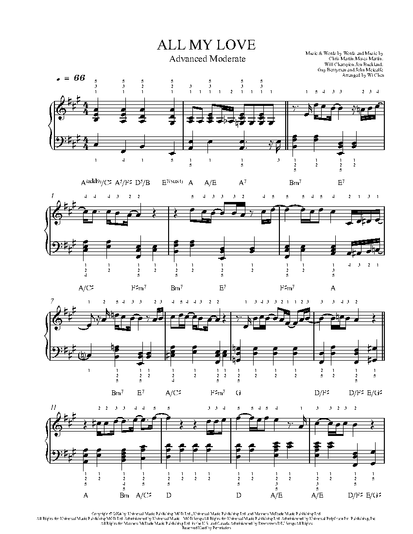 ALL MY LOVE sheet music
