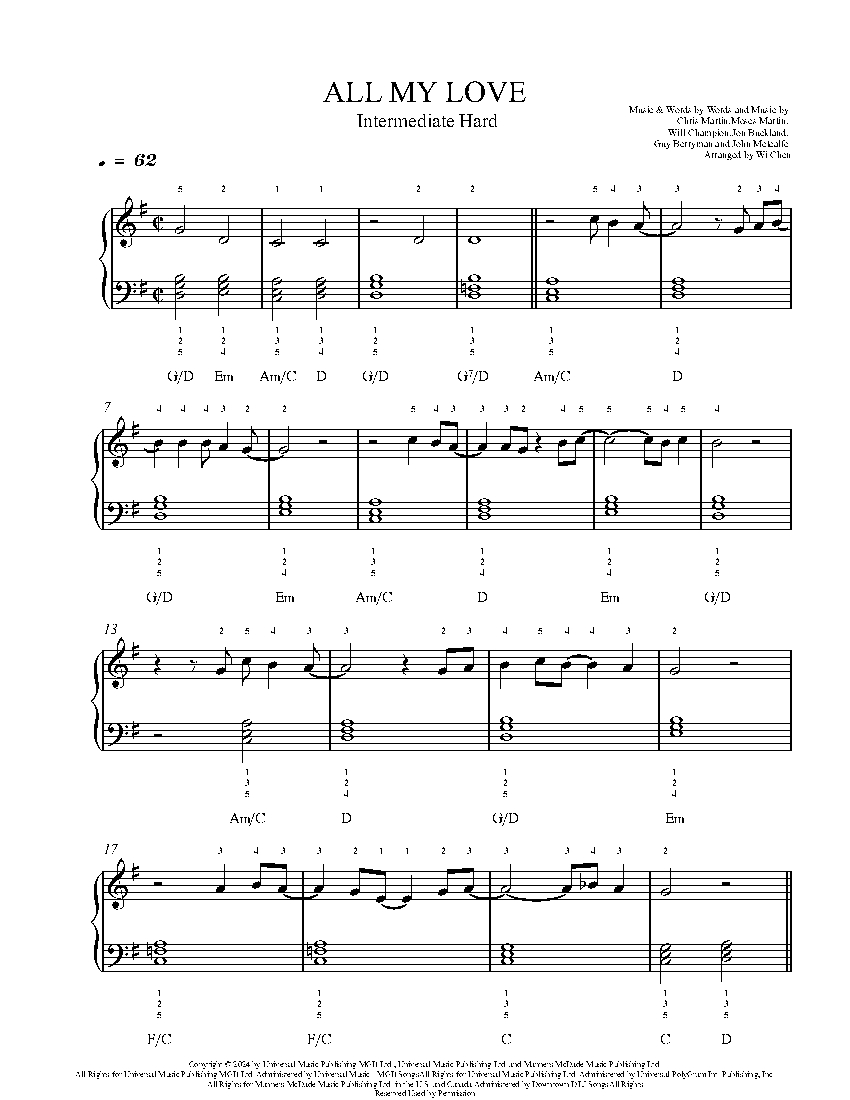 ALL MY LOVE sheet music