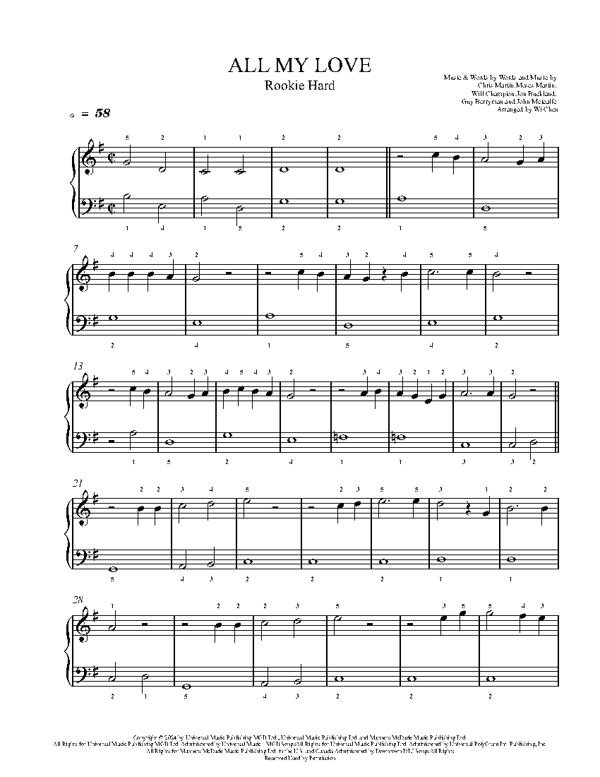 ALL MY LOVE sheet music