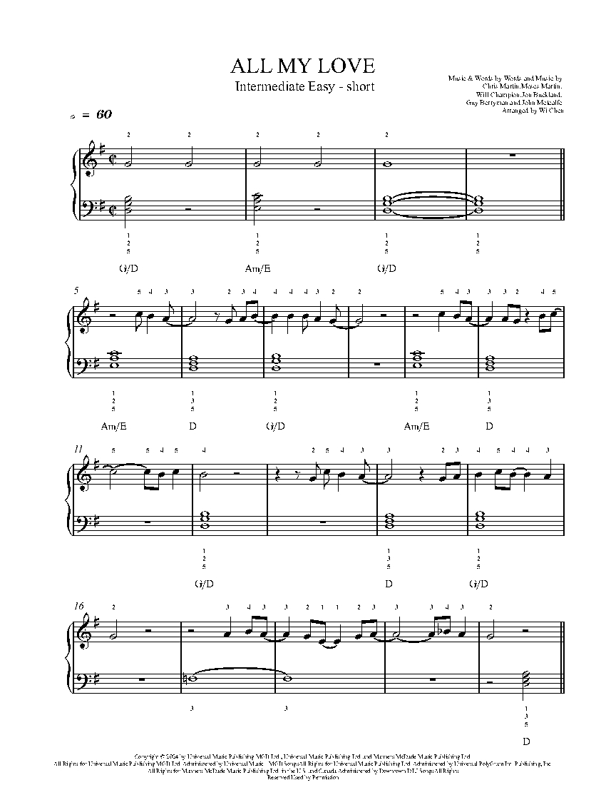 ALL MY LOVE sheet music