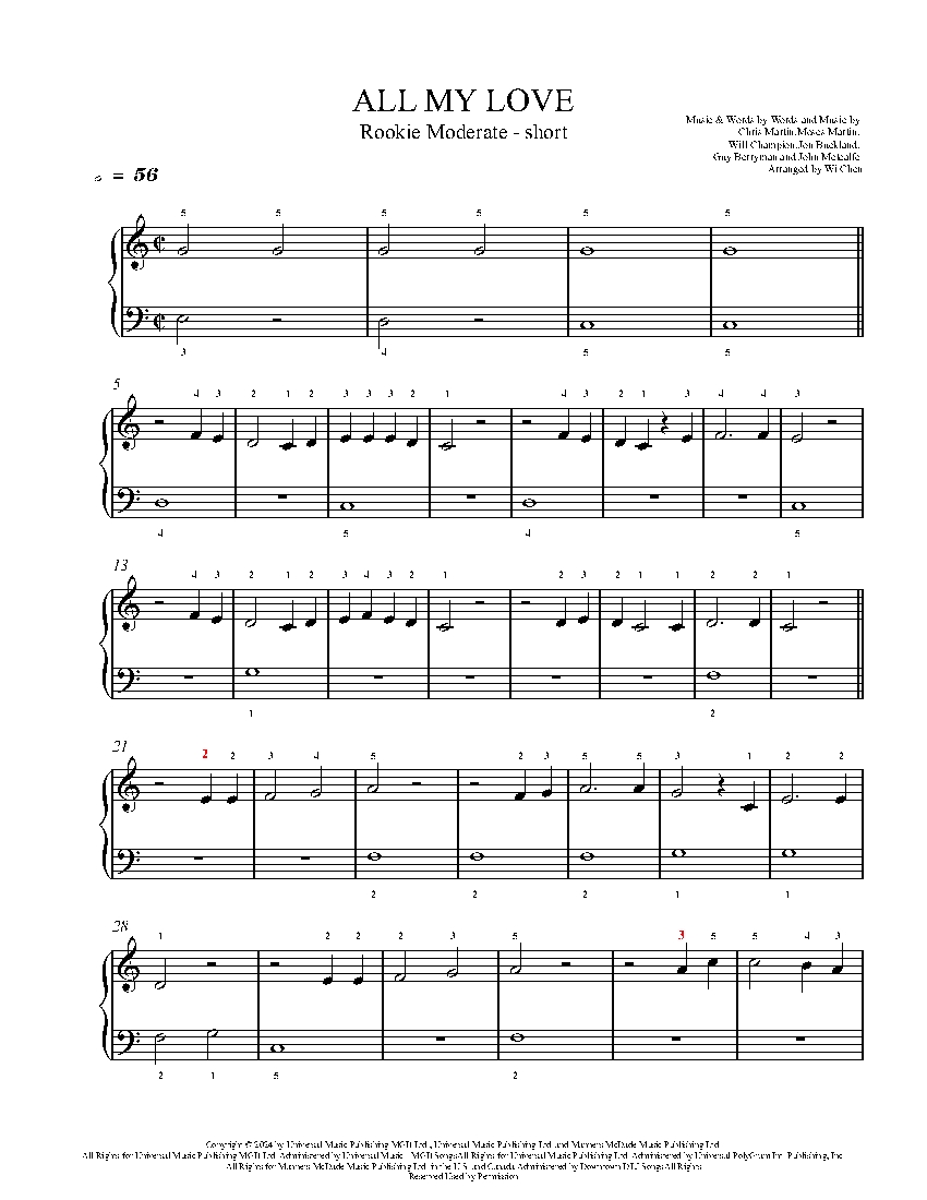 ALL MY LOVE sheet music
