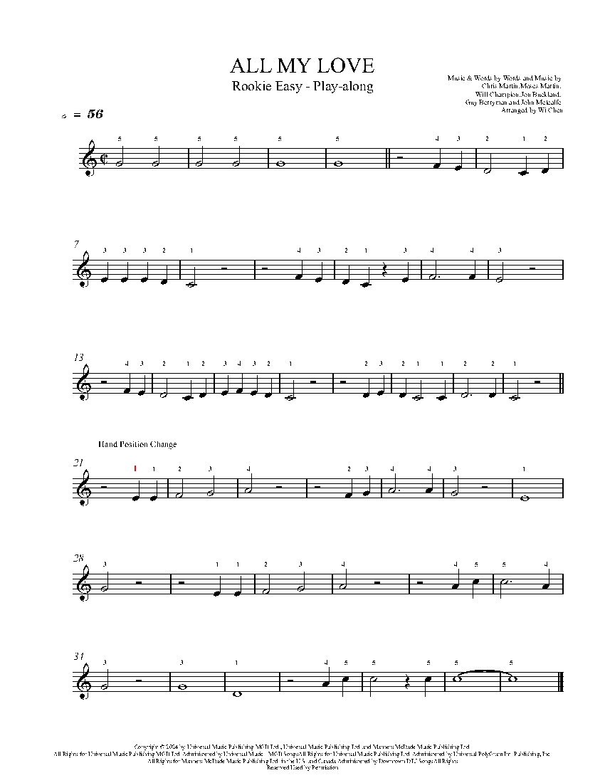 ALL MY LOVE sheet music