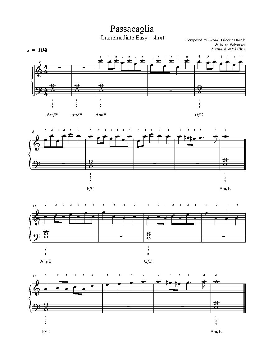 Passacaglia sheet music