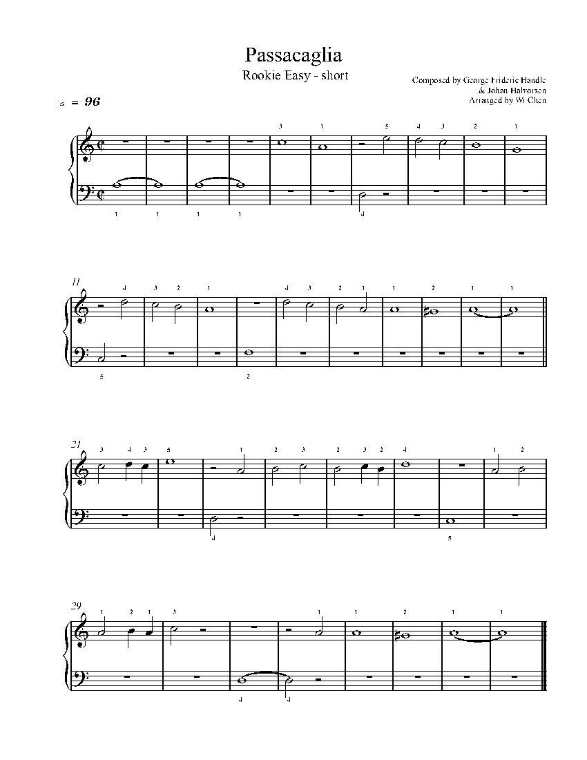 Passacaglia sheet music