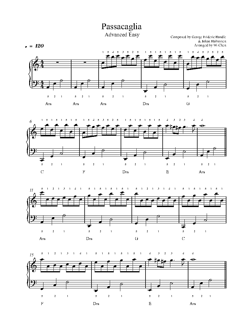 Passacaglia sheet music