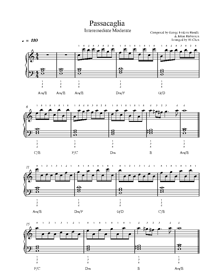 Passacaglia sheet music