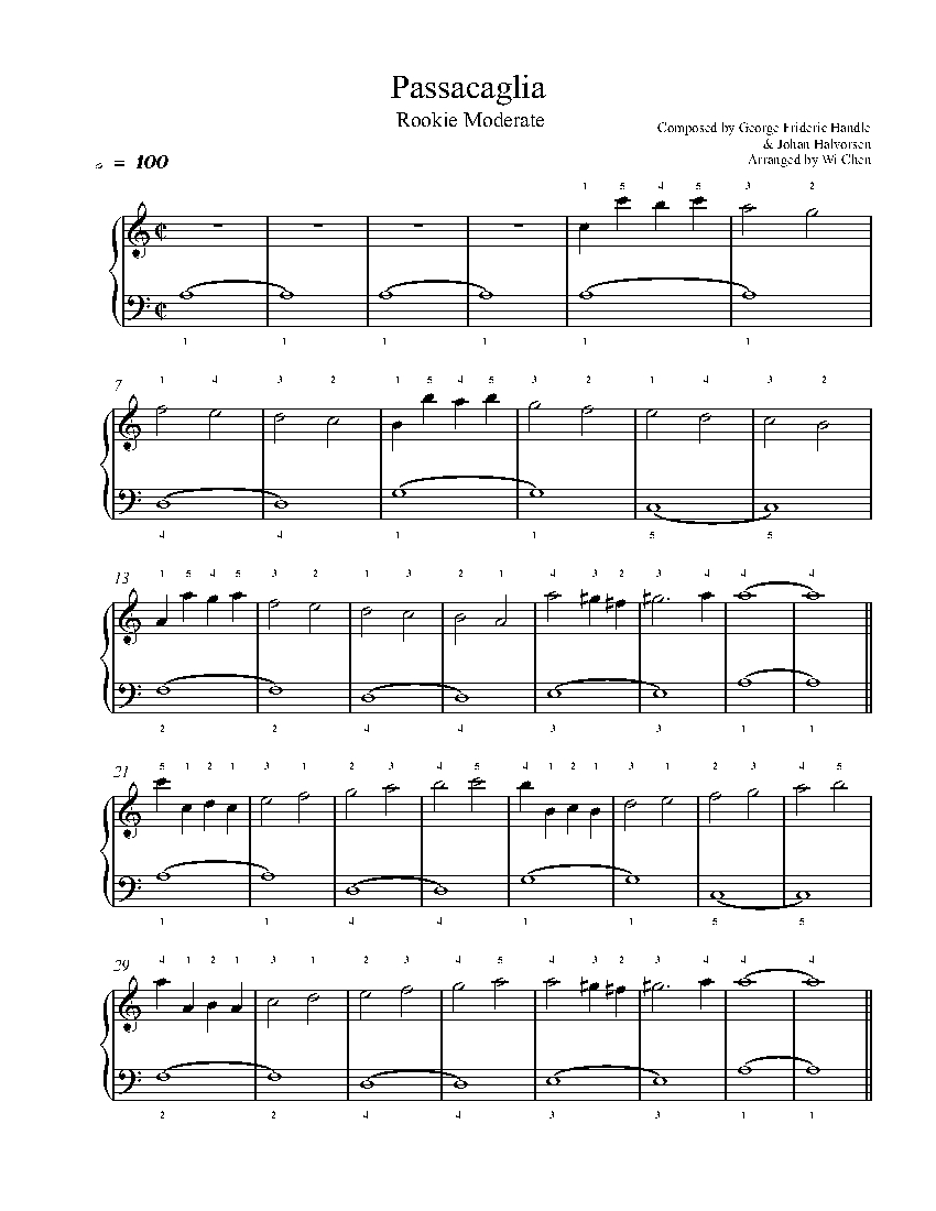 Passacaglia sheet music
