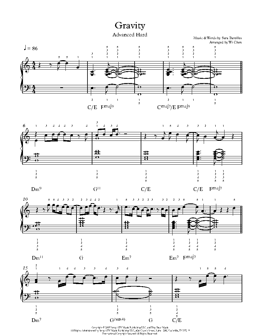 Gravity sheet music