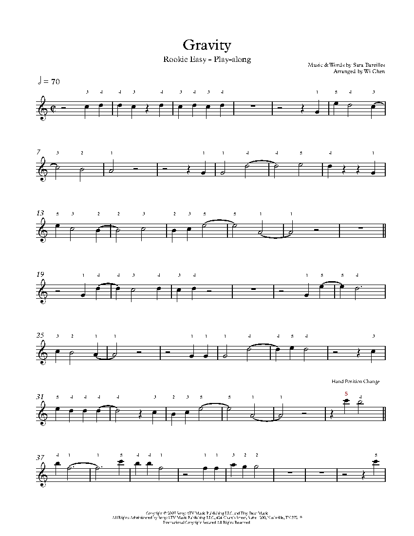 Gravity sheet music