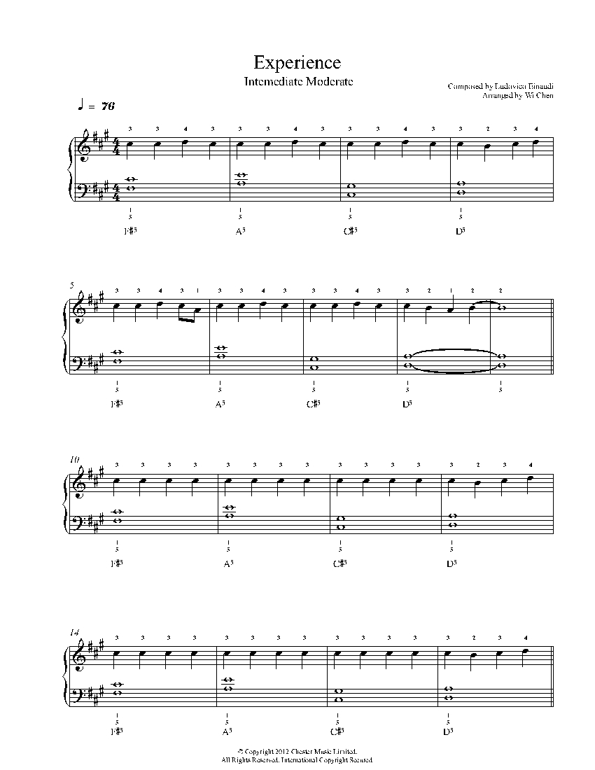 Experience sheet music