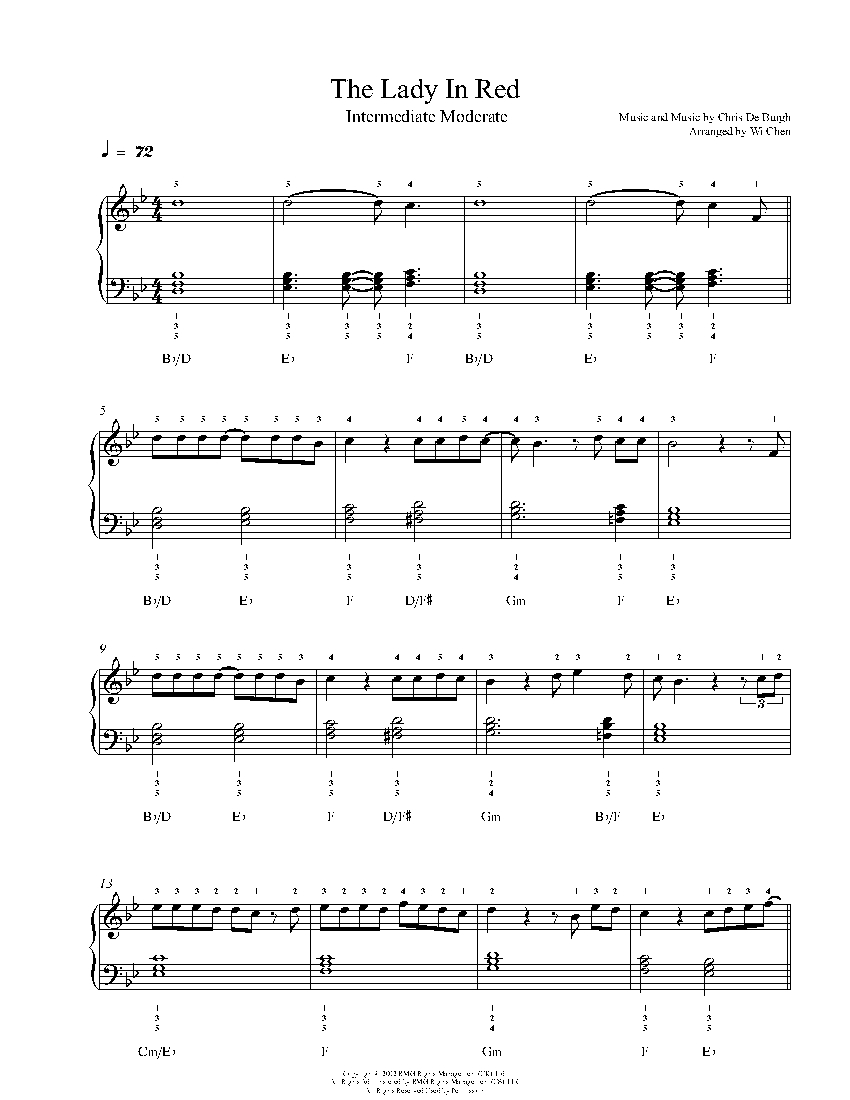 The Lady In Red sheet music