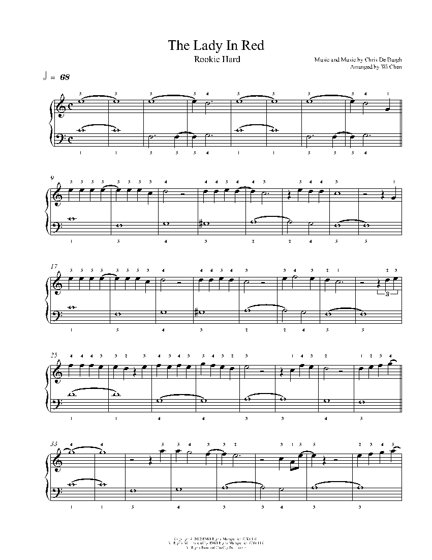 The Lady In Red sheet music