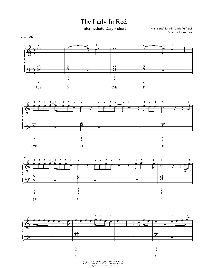 The Lady In Red sheet music