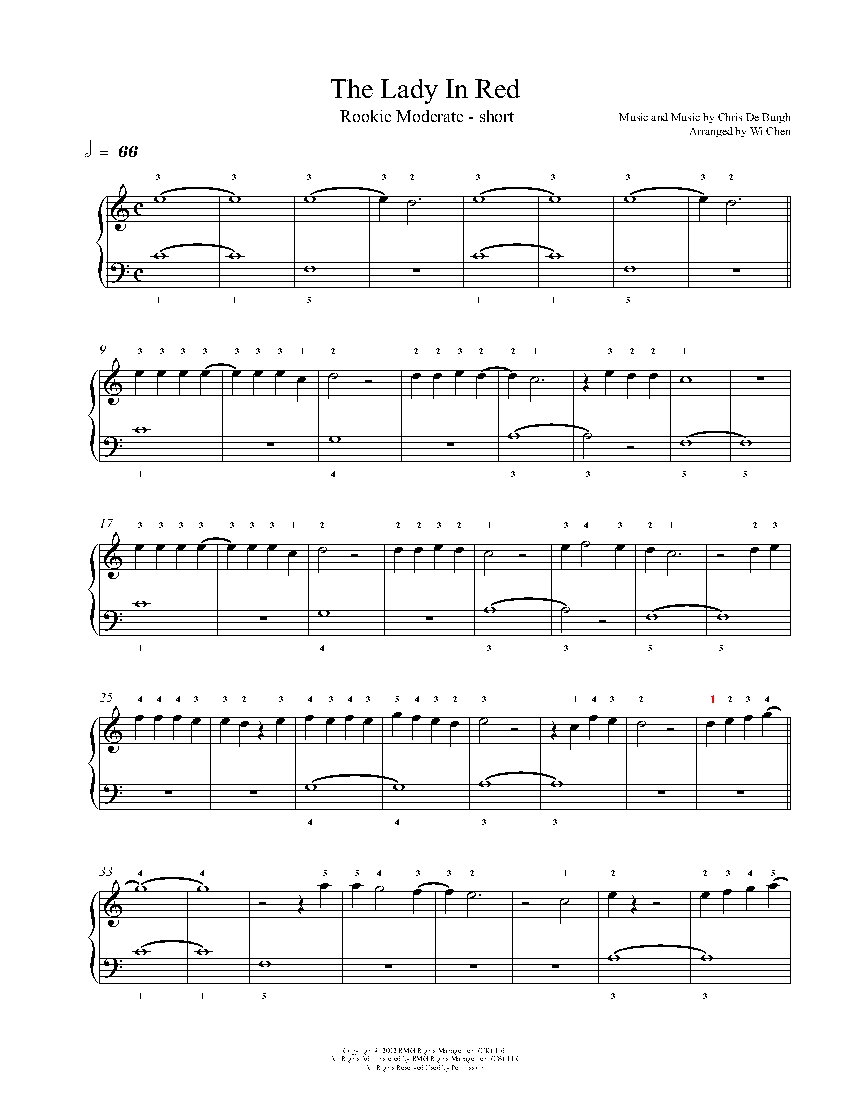 The Lady In Red sheet music