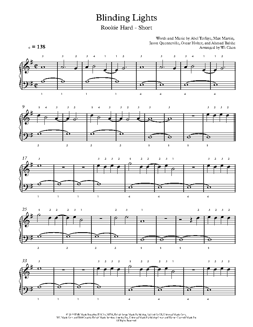 Blinding Lights sheet music
