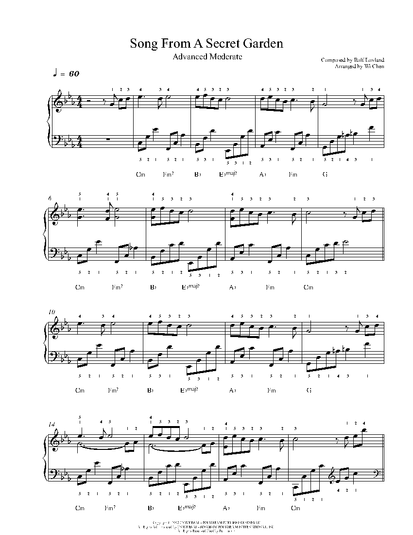 Song From A Secret Garden sheet music