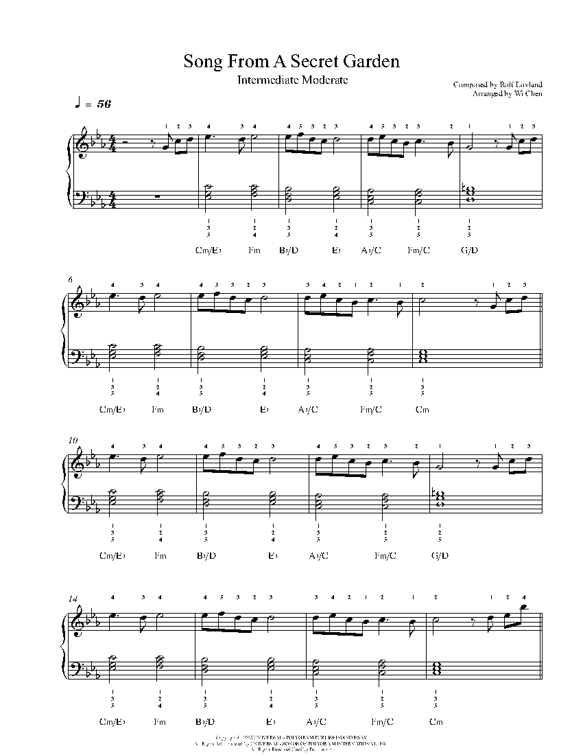 Song From A Secret Garden sheet music