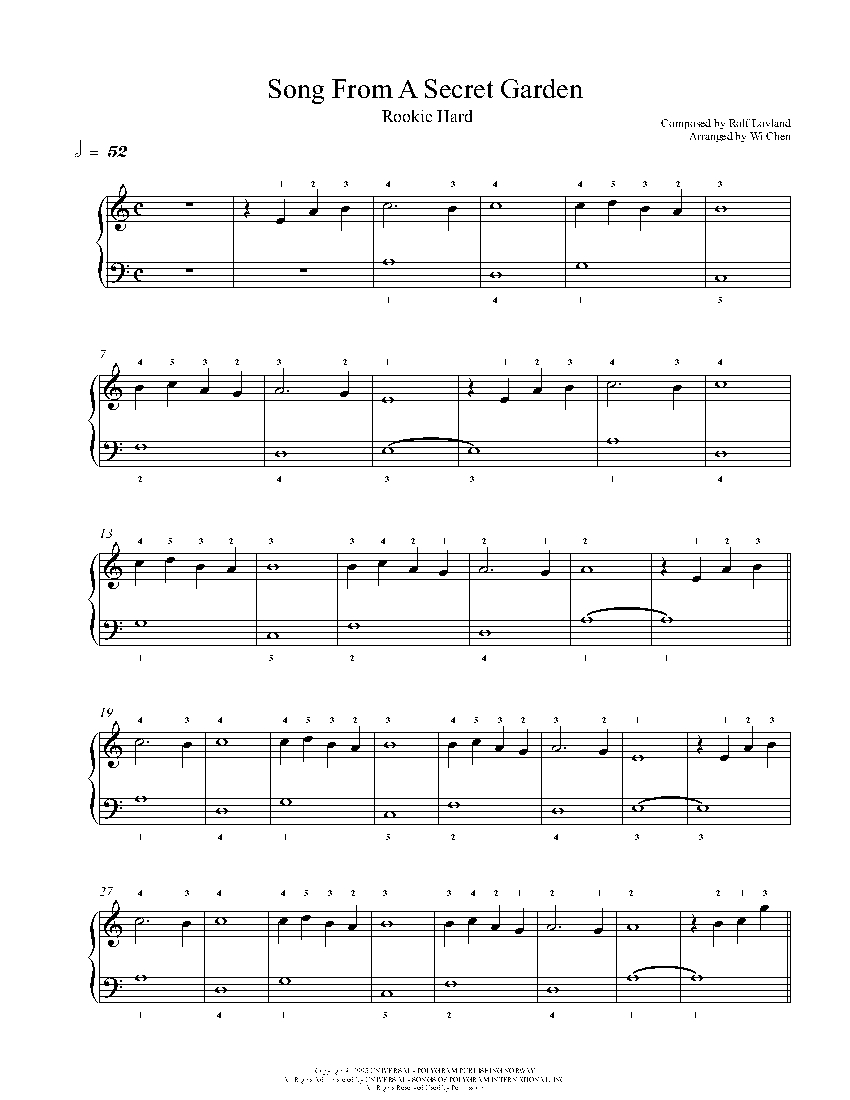 Song From A Secret Garden sheet music