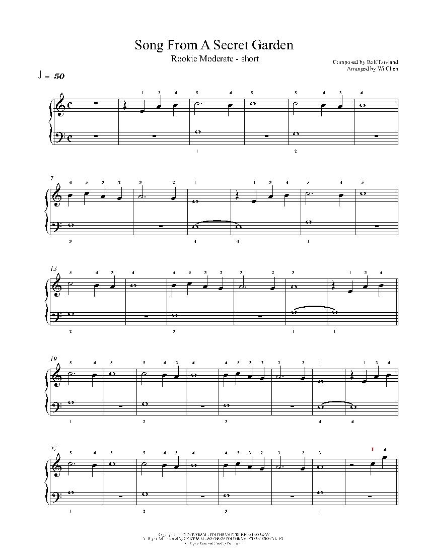 Song From A Secret Garden sheet music