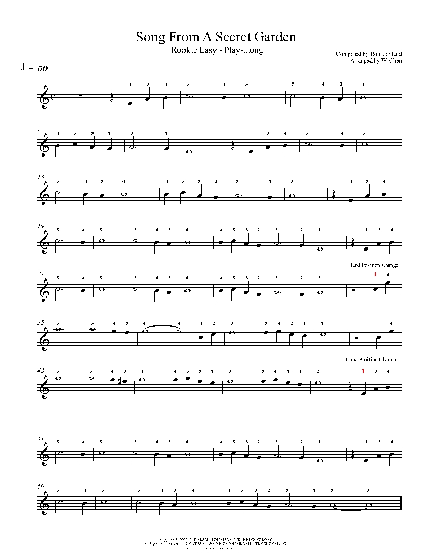 Song From A Secret Garden sheet music
