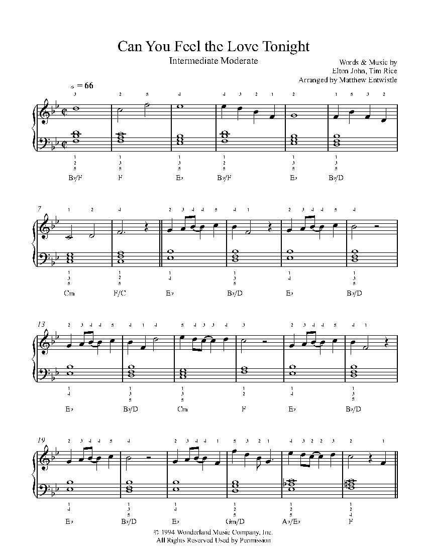 Can You Feel The Love Tonight sheet music