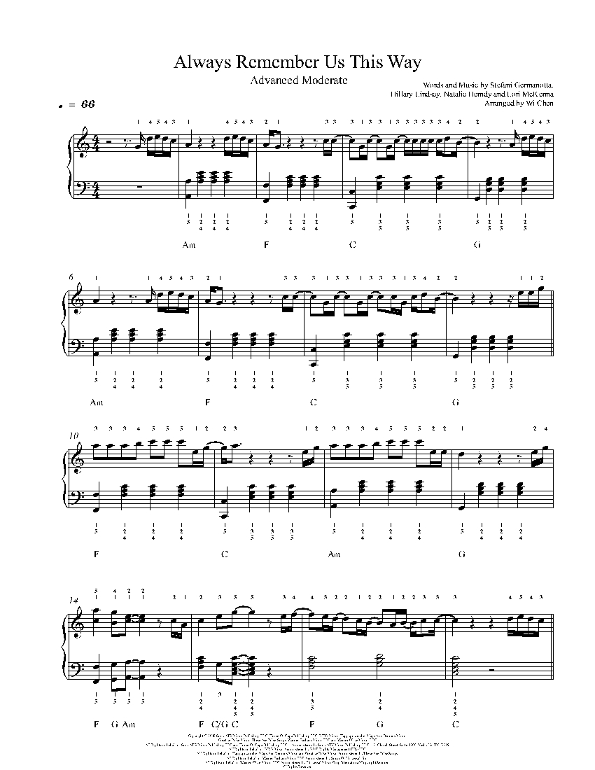 Always Remember Us This Way sheet music