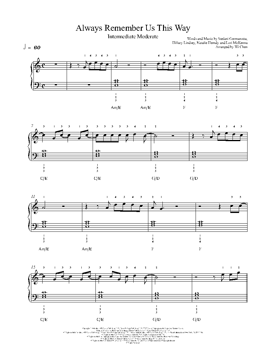 Always Remember Us This Way sheet music