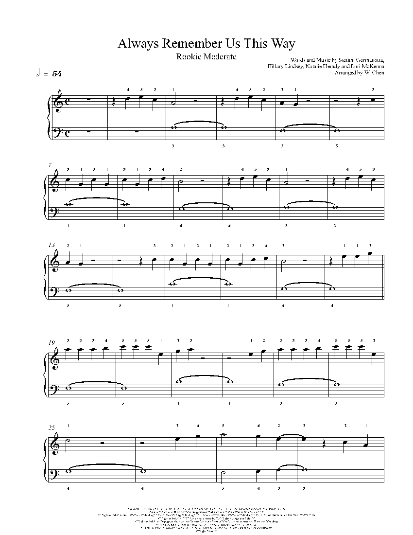 Always Remember Us This Way sheet music