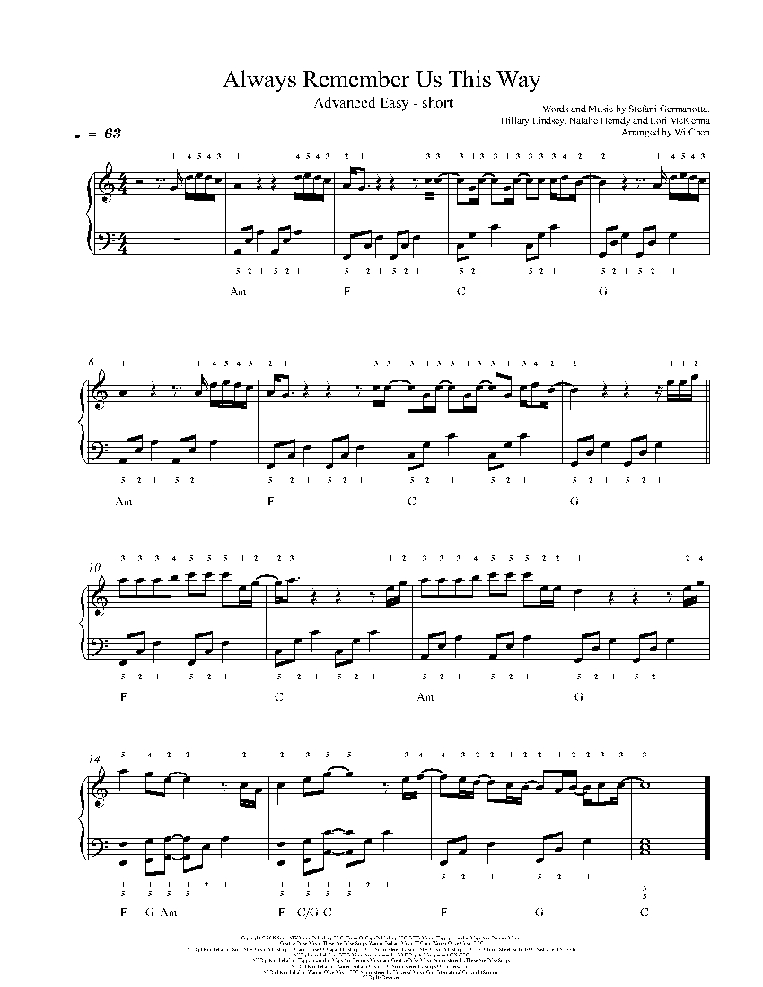 Always Remember Us This Way sheet music
