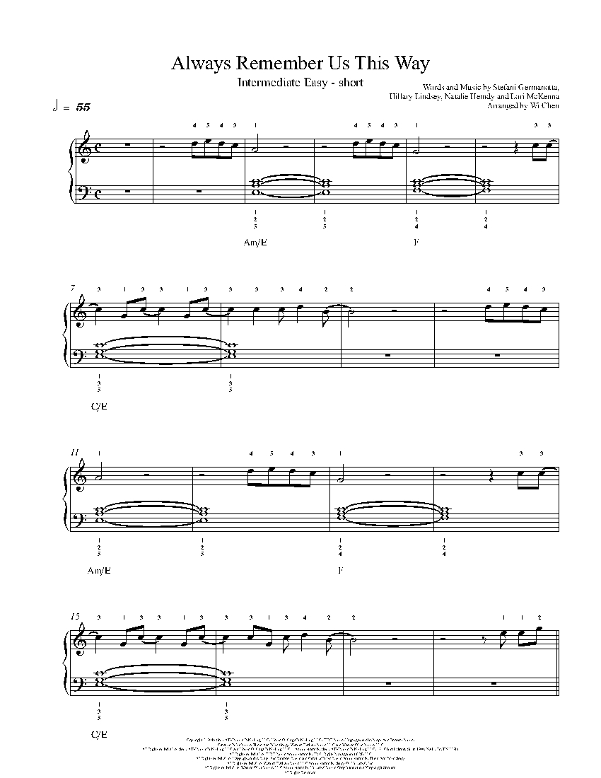 Always Remember Us This Way sheet music