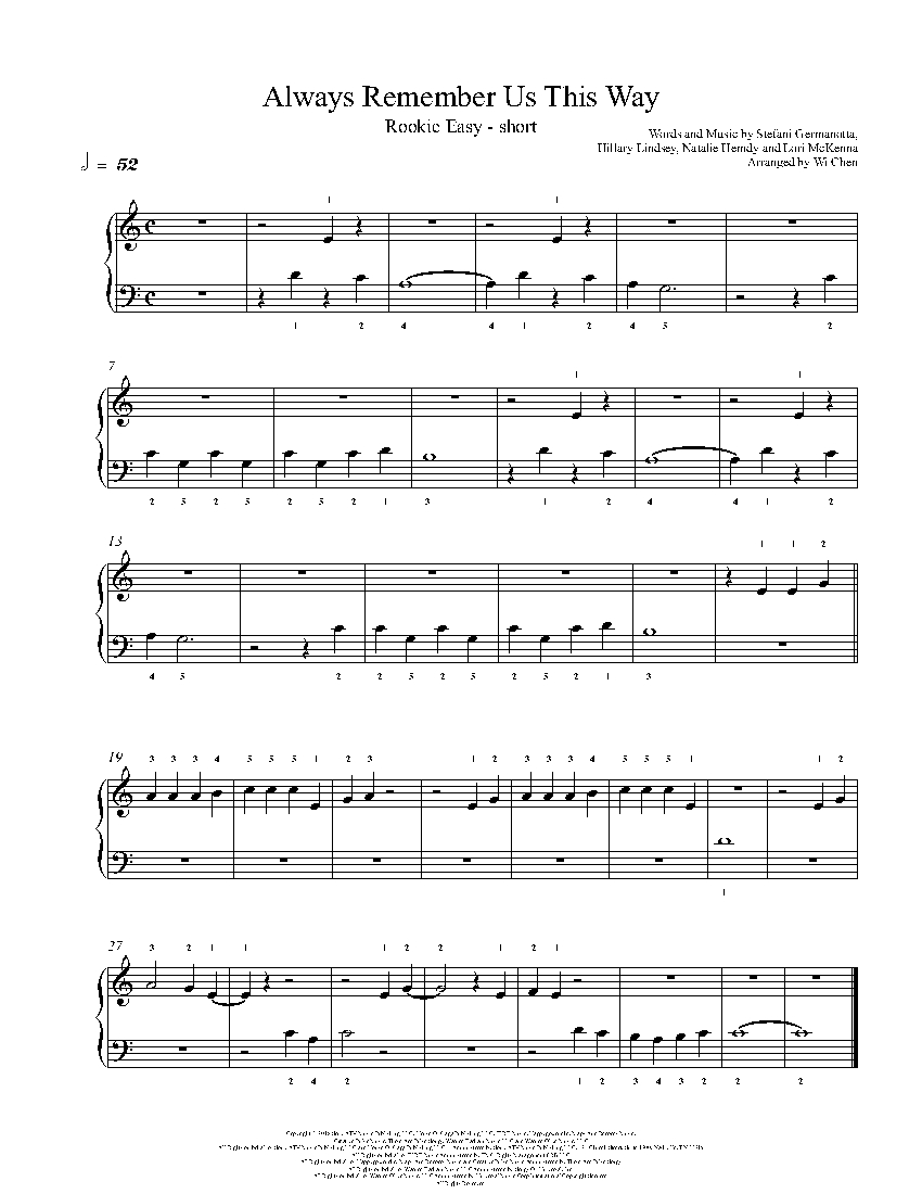 Always Remember Us This Way sheet music