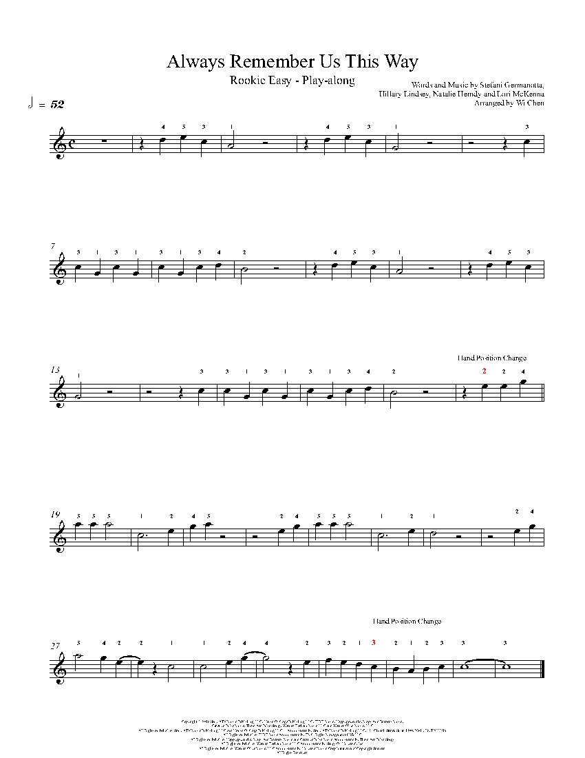 Always Remember Us This Way sheet music