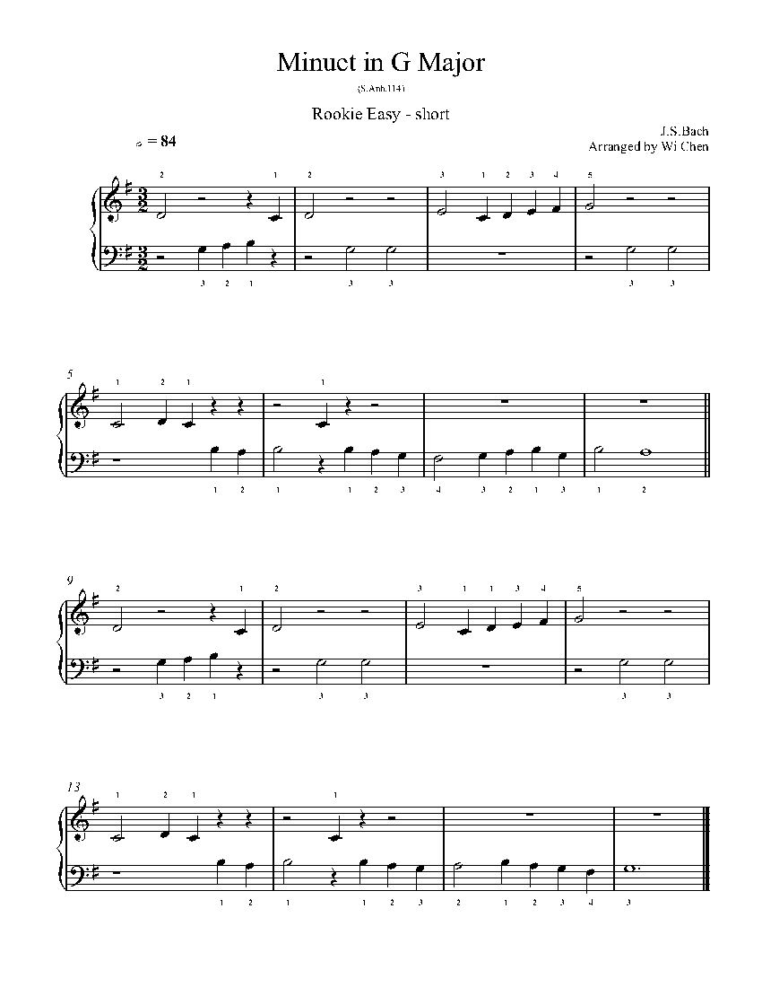 Minuet in G sheet music