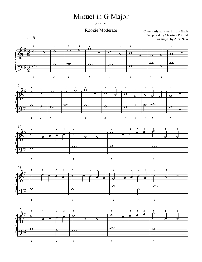 Minuet in G sheet music