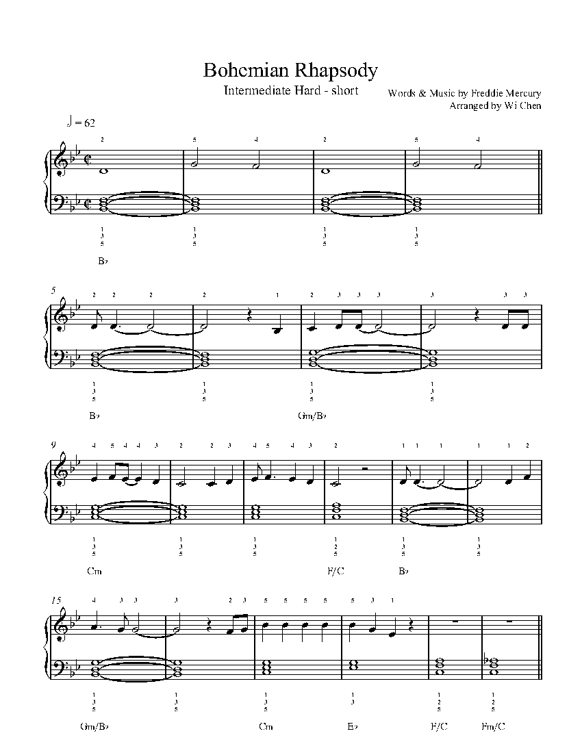 Bohemian Rhapsody sheet music