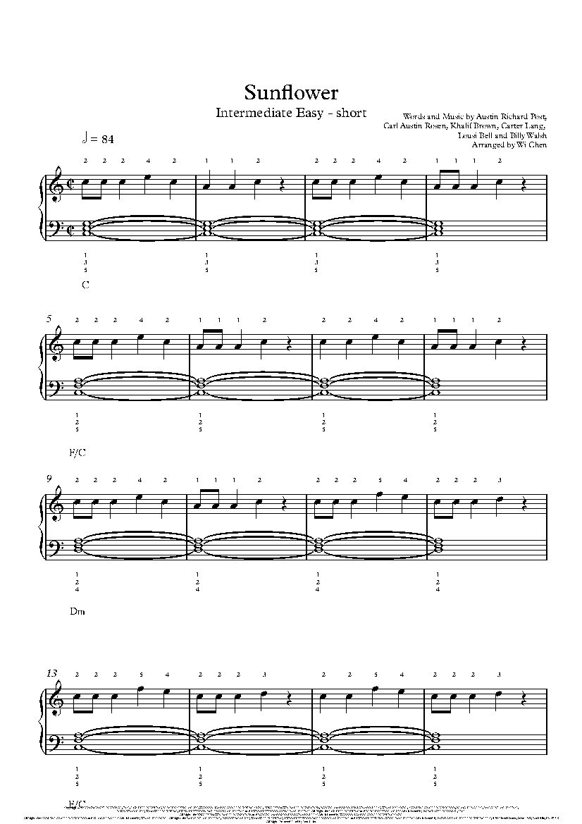 Sunflower sheet music