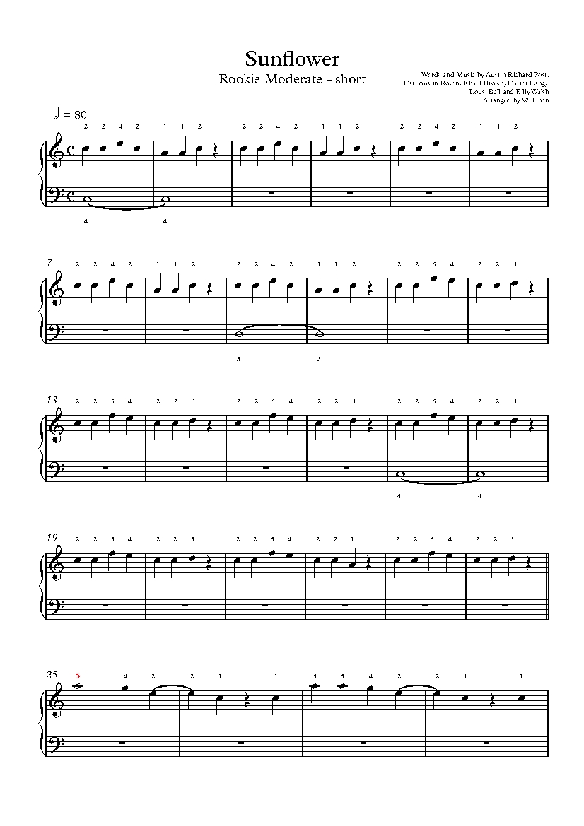Sunflower sheet music