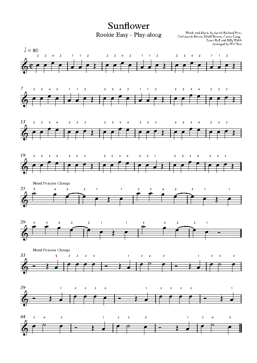 Sunflower sheet music